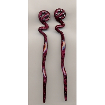 HB HairJewels - Twisted Rhinestone Hairsticks - Merlot