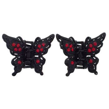 Karen Marie - Accent Butterfly Claw - Ruby (Set of 2)