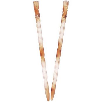 HB HairJewels - Lucy Collection - Two Tone Twisted Hairsticks w/Crystal Flowers - Chocolate (Set of 2)