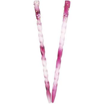 HB HairJewels - Lucy Collection - Two Tone Twisted Hairsticks w/Crystal Flowers - Mauve (Set of 2)