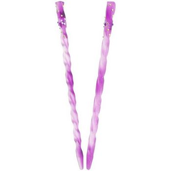 HB HairJewels - Lucy Collection - Two Tone Twisted Hairsticks w/Crystal Flowers - Violet (Set of 2)