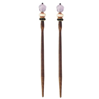 Mei Fa - Hairstyx - Violet - Long Brown Hairsticks - (Set of 2)