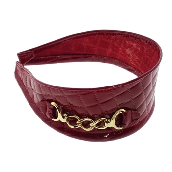 DaCee Designs - Quilted Leather Wire Headband w/Chain - Patent Red