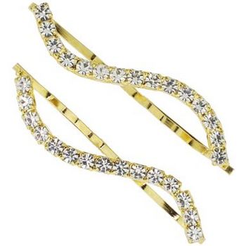 Karen Marie - Crystal Wave Bobby Pins - White/Gold (Set of 2)