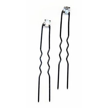 HB HairJewels - Crystal French Hairpins - White/Black (Set of Two)