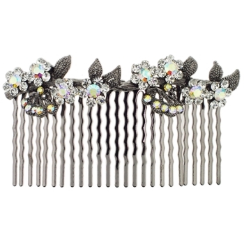 Medusa's Heirlooms - Antique Crystal Flower Comb - White Diamond (1)