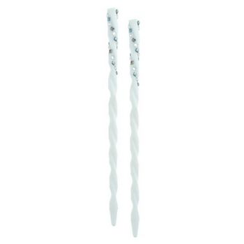 HB HairJewels - Twist Hairsticks w/Iridescent Chips - White