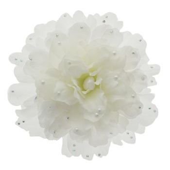 Michelle Roy - Medium Flower Mum Clip - White w/Pearl & Crystal Accents (1)