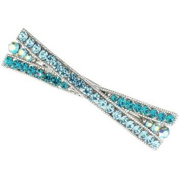 Karen Marie - Criss Cross Crystal Barrette - Aqua (1)