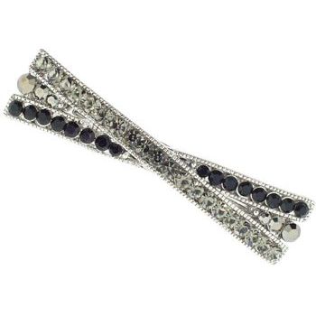 Karen Marie - Criss Cross Crystal Barrette - Smoke (1)
