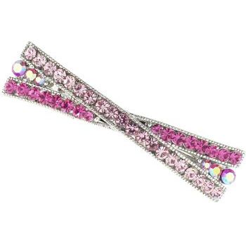 Karen Marie - Criss Cross Crystal Barrette - Rose (1)