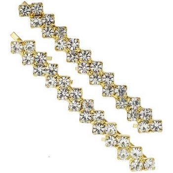 Karen Marie - Crystal ZigZag Bobby Pins - White/Gold (Set of 2)