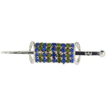 Alex and Ani - Hair Sweep - Small Silver Metal - Emerald Green & Sapphire Blue Hued Crystals (1)