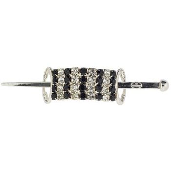 Alex and Ani - Hair Sweep - Small Silver Metal - Black & White Diamond Hued Crystals (1)