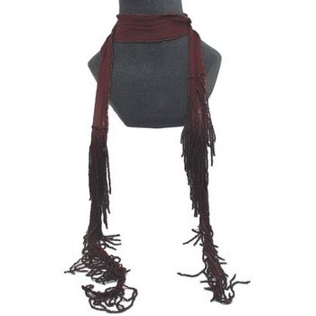 Chan Luu - Small Chiffon Scarf w/ Beaded Fringe - Burgandy