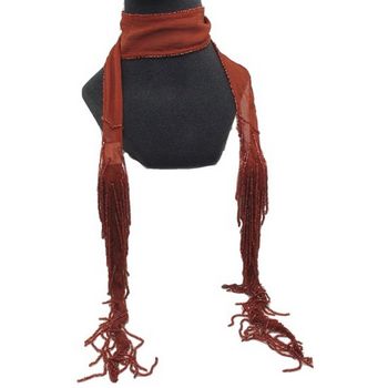 Chan Luu - Small Chiffon Scarf w/ Beaded Fringe - Clay