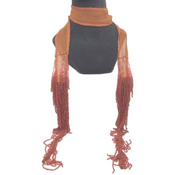 Chan Luu - Small Chiffon Scarf w/ Beaded Fringe - Peach