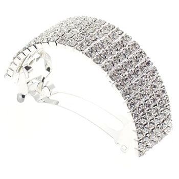 Bijoux Designs - Brilliant White Crystal Hued Circular Pony Barrette - Silver Hue (1)