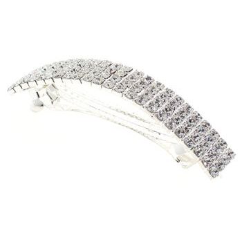 Bijoux Designs - Brilliant White Thick Hair Curved Pinch Barrette - Silver (1)