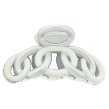 Camila - Chain Oval Link Claw (S) - Silver/White