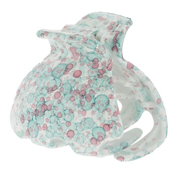 Camila - Small Hair Clip - White/Red-Blue Watercolor Design