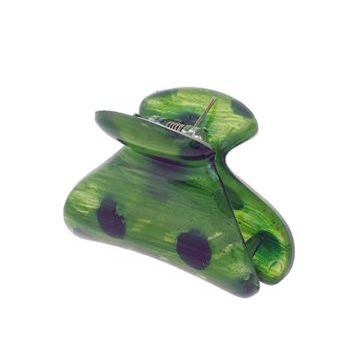 Camila - Small Hair Clip - Green w/Spots