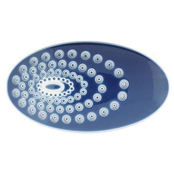 Camila - Oval Perforated Barrette - Navy Blue