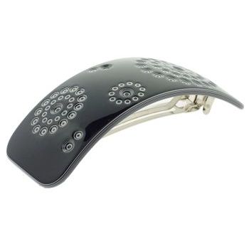 Camila - Rectangle Perforated Barrette - Black