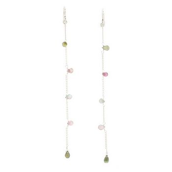 Chan Luu - Seven Briolette Custer Drop Earrings - Tourmaline - (Pair)