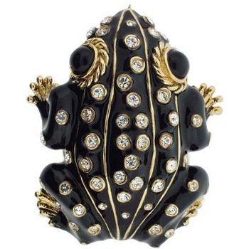 Ciner - Jeweled Black Frog - Brooch Pin (1)