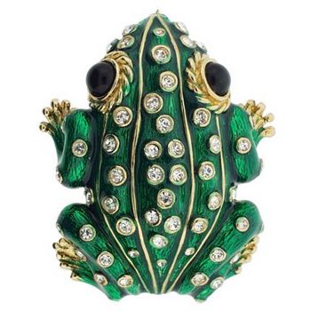 Ciner - Jeweled Green Frog - Brooch Pin (1)