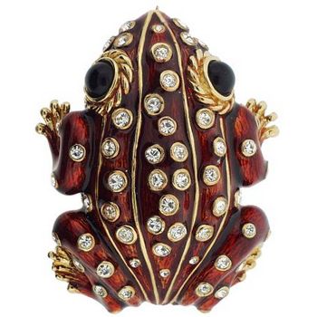 Ciner - Jeweled Copper Red Frog - Brooch Pin (1)