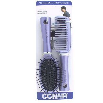 Conair Accessories - Mid-Size Cushion Brush & Comb Set - Purple