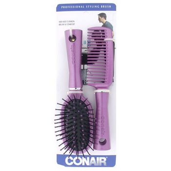 Conair Accessories - Mid-Size Cushion Brush & Comb Set - Rose