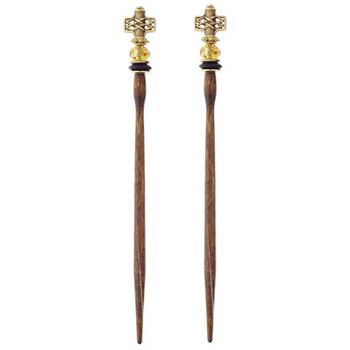 Mei Fa - Hairstyx - Credo Gold - Long Brown Hairsticks - (Set of 2)