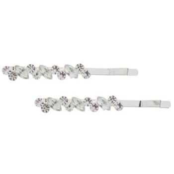 Karen Marie - Bridal Collection - Round Crystal & Leaf Bobby Pins - White & Pale Mint (Set of 2)