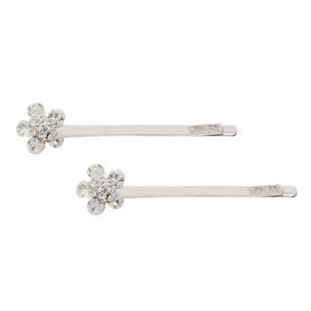 Karen Marie - Bridal Collection - Crystal Bobby Pins - White w/White Diamond Center  (Set of 2)