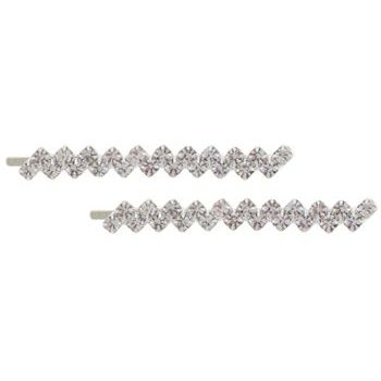 Karen Marie - Bridal Collection - Zig Zag Crystal Bobby Pins (Set of 2)