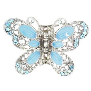 Karen Marie - Enamel Oval Butterfly Jaw Clip - Aqua (1)