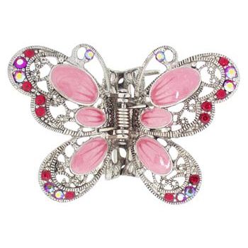 Karen Marie - Enamel Oval Butterfly Jaw Clip - Rose