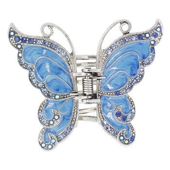 Karen Marie - Enamel Swirl Butterfly Jaw Clip - Blue