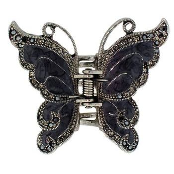 Karen Marie - Enamel Swirl Butterfly Jaw Clip - Black (1)