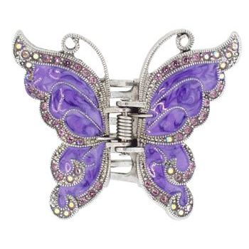 Karen Marie - Enamel Swirl Butterfly Jaw Clip - Purple