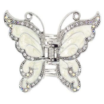 Karen Marie - Enamel Swirl Butterfly Jaw Clip - Vanilla Bean (1)