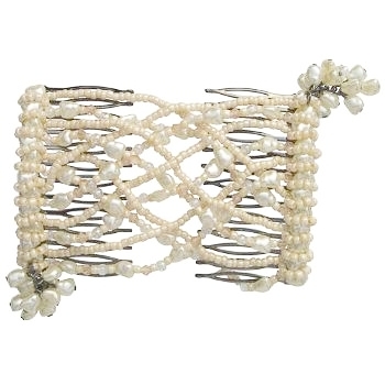 Evita Peroni - Heart Double Comb - Ivory - Connected Beaded Combs (1)