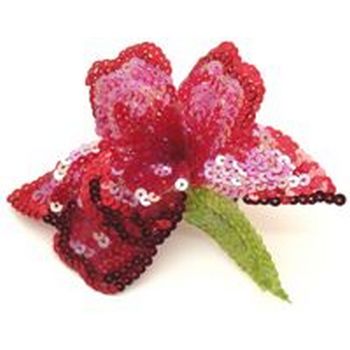 Eve Reid - Sequin Flower Chignon Pin - Hairpin/Pin (1) Red w/Red Edges
