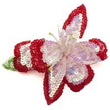 Eve Reid - Sequin Flower Chignon Pin - Hairpin/Pin (1) Soft Pink w/Red Tips