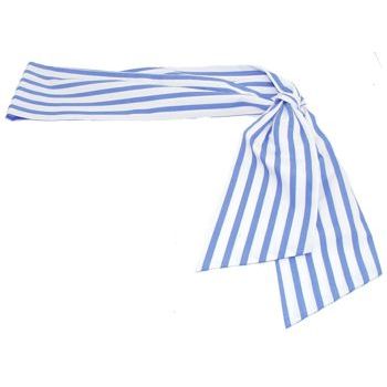 Frank & Kahn - Cotton Sash Belt - Blue & White Stripe - 4 1/4inch Wide x 63inch