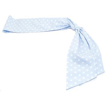 Frank & Kahn - Cotton Sash Belt - Blue & White Polka Dot - 4 1/4inch Wide x 63inch