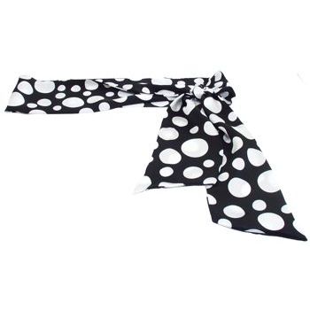 Frank & Kahn - Silk Sash Belt - Black w/White Dots - 4 1/4inch Wide x 63inch